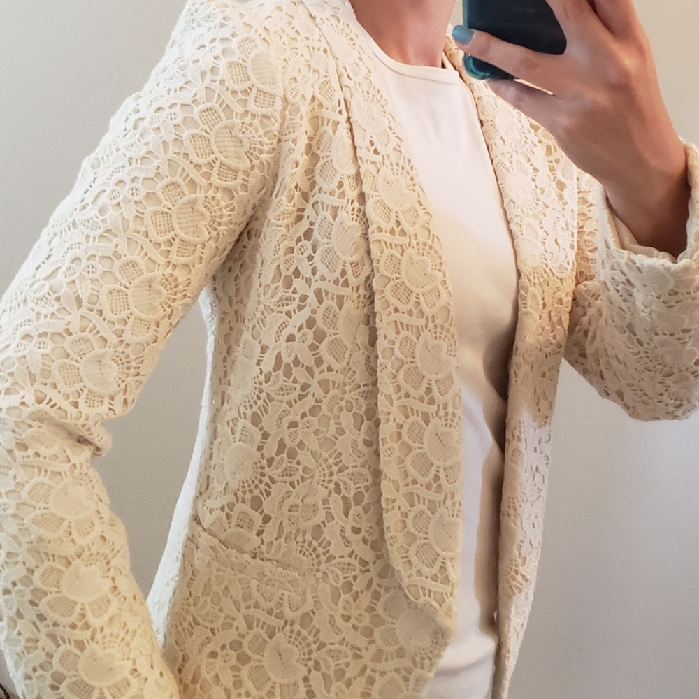 Cream lace blazer
